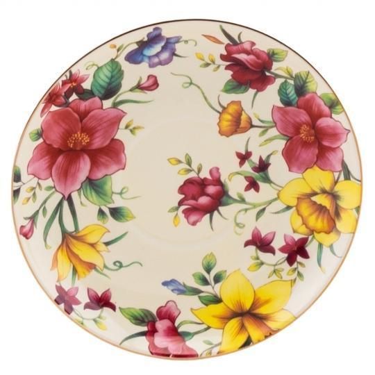 Чашка з блюдцем Elisey Vintage Bloom білий з червоним 200 мл (9217-002) 9217-002 фото