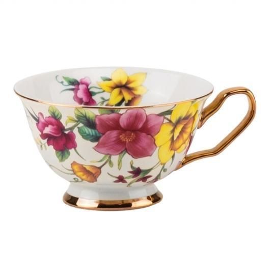Чашка з блюдцем Elisey Vintage Bloom білий з червоним 200 мл (9217-002) 9217-002 фото