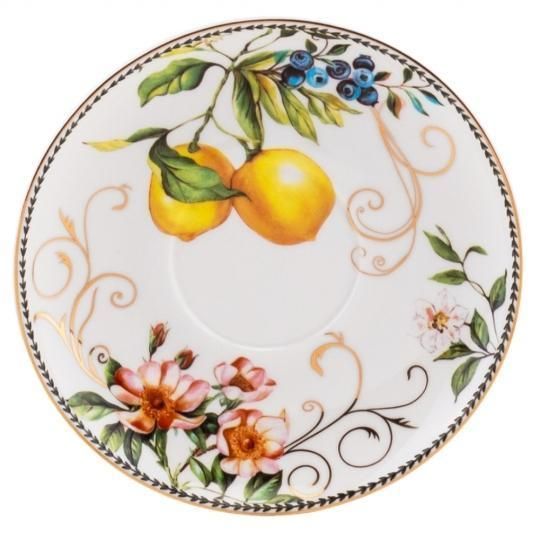 Чашка з блюдцем Elisey Elegant Past білий з жовтим 200 мл (9217-008) 9217-008 фото