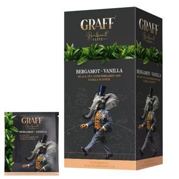 Чай чорний Graff Bergamot-Vanilla з ароматом бергамоту і ванілі 20 шт. х 1.5 г байховий kxkxk377301 фото